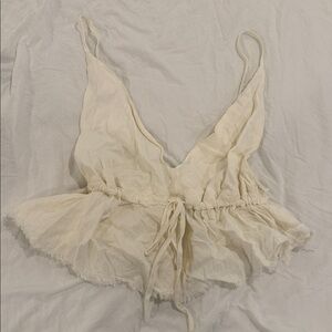 John Galt Linen Blend Tie-Front Open Back Tank